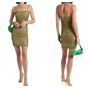 Alice + Olivia Fifi Embellished Tulle Mini Dress Green Black Size 6 NWT $895